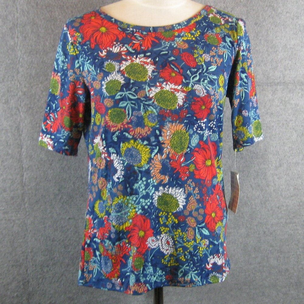 LuLaRoe Gigi Top Sz L Blue Floral
